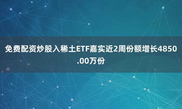 免费配资炒股入稀土ETF嘉实近2周份额增长4850.00万份